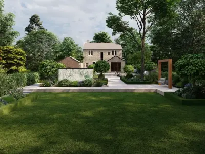 Garden Landscape 3D Model - SketchUp and Lumion Scene-Plan 3D model