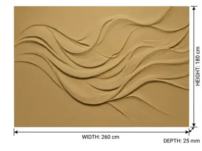 Modern wavey Relief Panel Wall Decor Set STL Mural CNC 362 3D model