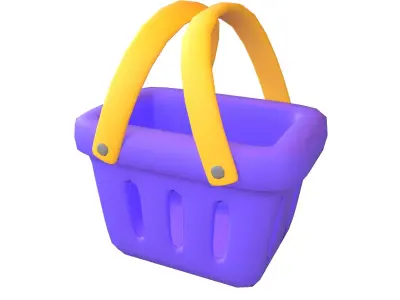 Shopping Basket Icon v1 005 Low-poly 3D model