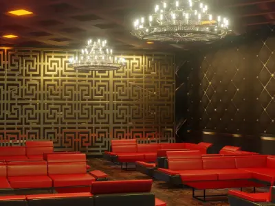 Night club environment with interior - Lowpoly Low-poly 3D model