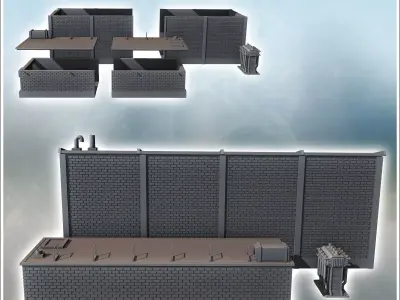 Set of two brick industrial buildings with a generator 7 - Moder 3D print model