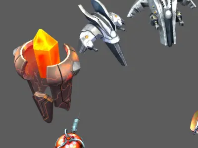 next generation Interstellar Battleship Small Spaceship Low-poly 3D model