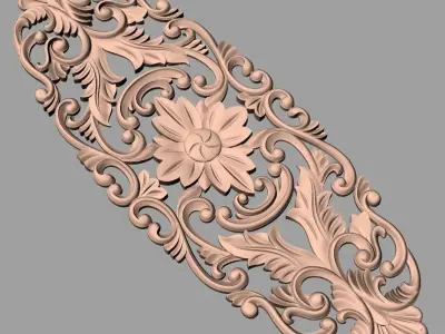 European style flower 3D relief STL Model for cnc engraving E070 3D model