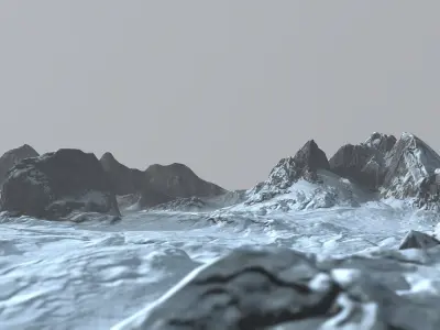 Rock Terrain under the Snow Low-poly 3D model