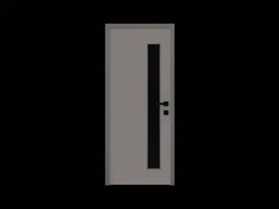 White Glazed Office Partition Door 3D model