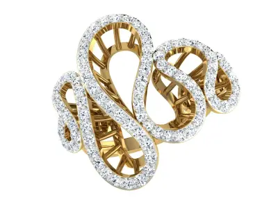 Light Weight Yellow Gold Diamond Ring  -DDS RN 245 3D print model