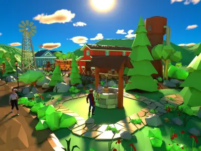 Village Low-poly 3D model