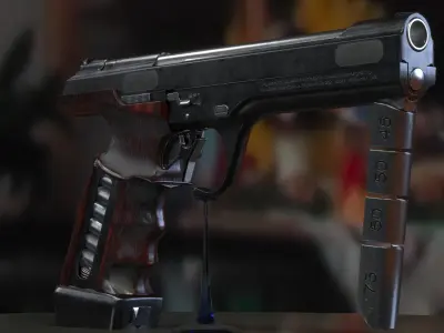 Concept Sci-Fi Pistol Low-poly 3d model Low-poly 3D model