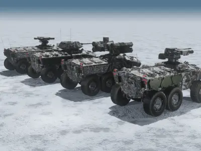Sci-fi APC collection snow camouflage 3D model