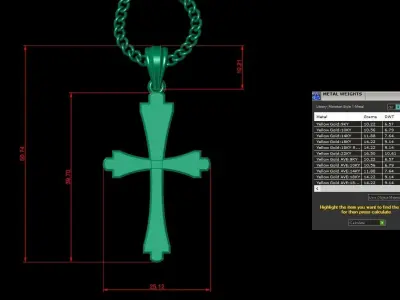 Light Gold 18K Cross Pendant 1CP023 3D print model