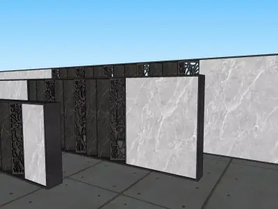 Realistic Boundary Wall 3D Model 3D model