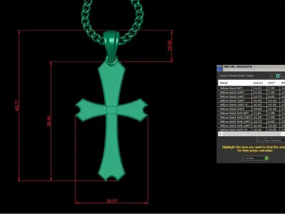 Light Gold 18K Cross Pendant 1CP037 3D print model