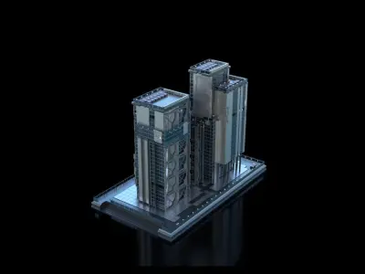 Futuristic Future Modern City Building Skyscraper 12 3D model