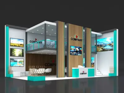 Exhibition Stand Stall 10x6m Height 500 cm 2 Side Open 3D model