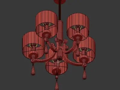 PARKER chandelier with four lights and shades 3D model
