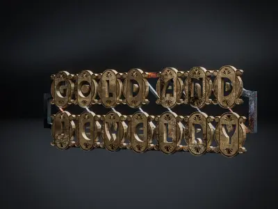 BUILDING SIGN ART DECO STEAMPUNK  Low-poly 3D model