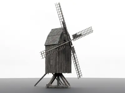 old wooden windmill 3D model