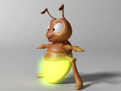Cartoon Firefly RIGGED Low-poly 3D model