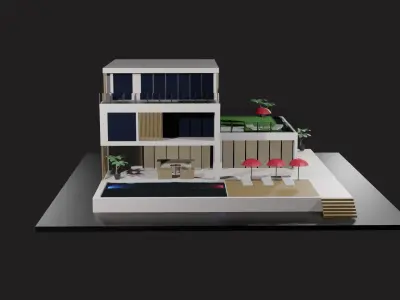 Low Poly Summer House  Low-poly 3D model