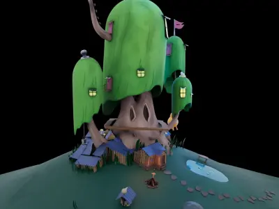 Treehouse Stylized 3D Model Inspired by Adventure Time 3D model