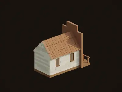 Bank in Old West Low-poly 3D model