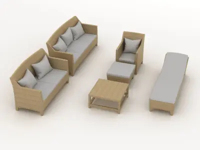 Dedon Barcelona Furniture Set 3D model