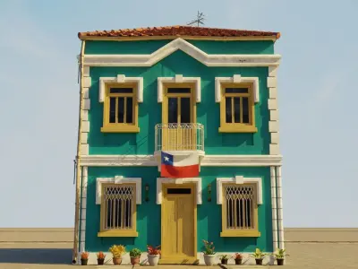 SOUTH AMERICAN BUILDING 008 Low-poly 3D model