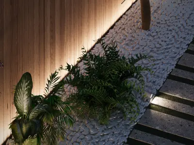 Linear Backyard Garden 3d model 3D model