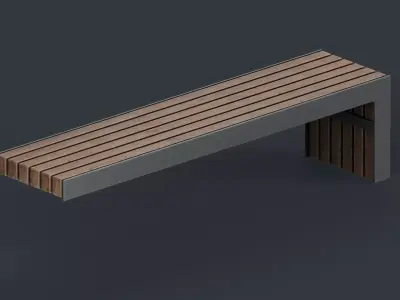 Modern Outdoor Bench 15 PBR Game Ready Low-poly 3D model