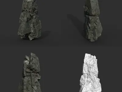 Low poly Sharp Black Cliff Modular 211126 Low-poly 3D model