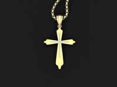 High Cross Pendant Light Gold 18K 3CP019 3D print model