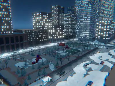 LOW POLY WORLD - MODULAR CITY Low-poly 3D model