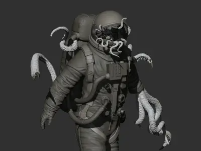 Zombie Astronaut High Poly for 3d Print 3D print model