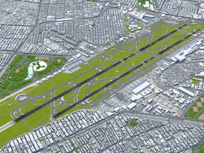 Mexico City Airport 10km Low-poly 3D model
