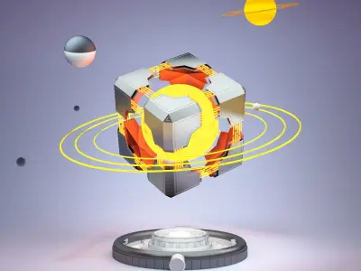 Scifi tech cube energy power space allspark universe planet 3D model