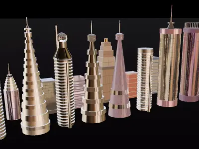 Skyscraper Building Pack  Low Poly Game Ready  City Assets Low-poly 3D model