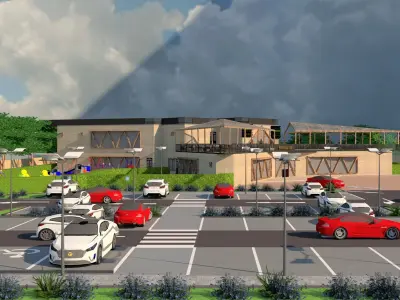 Rest Station Petrol pump Restaurant 3D model