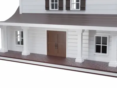 Farmhouse birdhouse - with trim Low-poly 3D model