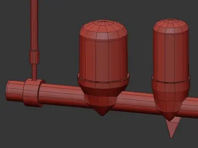 Ebenezer five light fixtures hanging from wooden rod 3D model