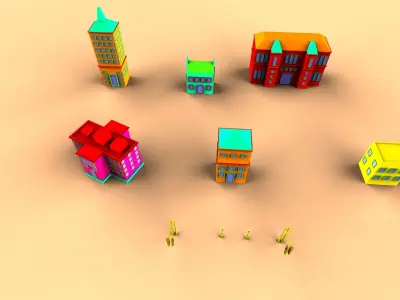 Colorfull cartoon House Free low-poly 3D model