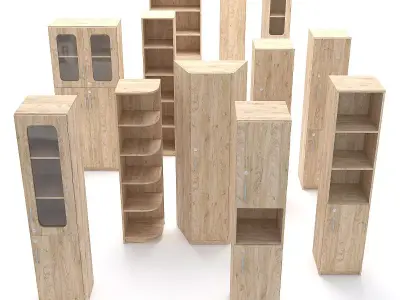 Wooden Cabinet Set 4 3D model