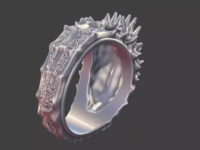 bioorganic dragon scales spikes giger ring  v16 3D print model