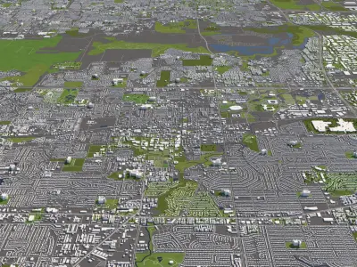 Arlington Texas 50x50km City Map 3D model