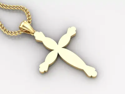 Light Gold 18K Cross Pendant 1CP081 3D print model