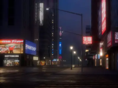  city night skyscraper street Low-poly 3D model