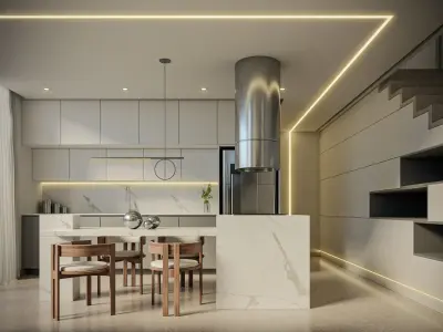 Project B modern living room with stairs and lighting Free 3D model