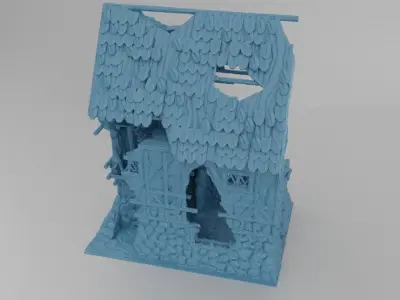 Ruined House Tabletop Terrain 25 mm 3D print model