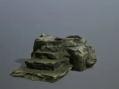 Altar Set rock with stairs Low-poly 3D model