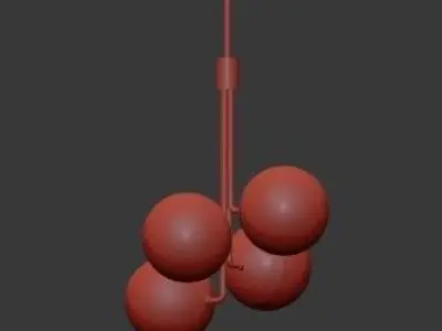 Untitled three gold spheres hanging from light fixture 3D model