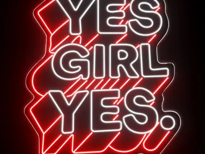 Yes Girl Yes Neon Sign 3D model